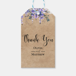 Rustic Wisteria Blommigt Snöre Bröllop Tack Presentetikett