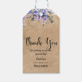 Rustic Wisteria Blommigt Snöre Bröllop Tack Presentetikett
