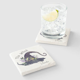 Rustic Witches Blommigt Herbal Black Hat White Stenunderlägg