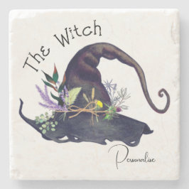 Rustic Witches Blommigt Herbal Black Hat White Stenunderlägg