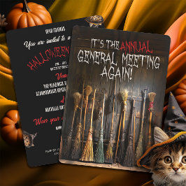 Rustic Witches Brooms Town Meeting Halloween Inbjudningar