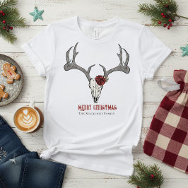 Rustic Women's Hjort Head Reindeer Skull Antlers T Shirt
