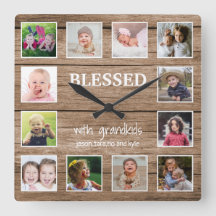 Rustic Wood 12 Photo Collage Blsed Grandparent