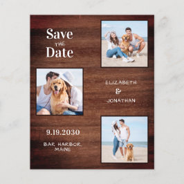 Rustic Wood 3 Photo Budget Bröllop spara datum