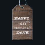 Rustic Wood 40th Birthday Personlig Gift Märkre Presentetikett<br><div class="desc">Rustic Wood 40th Birthday Personlig Gift Märkre</div>