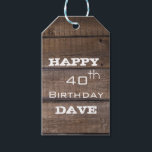 Rustic Wood 40th Birthday Personlig Gift Märkre Presentetikett<br><div class="desc">Rustic Wood 40th Birthday Personlig Gift Märkre</div>