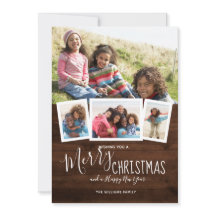 Rustic Wood 4 Photo Collage God jul