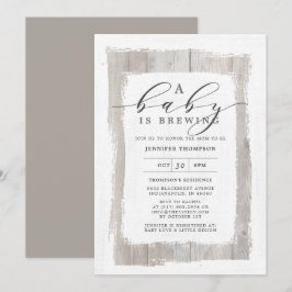 Rustic Wood A Baby brinner i babyskor Inbjudningar