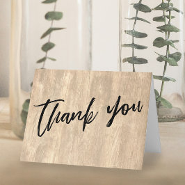 Rustic Wood and Avslappnad Handwrite Bröllop Tack Kort
