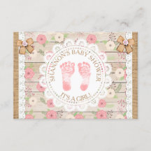 Rustic Wood and Flowers Rosa and Tan Baby Shower