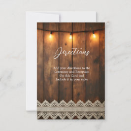 Rustic Wood and Lace Directions Enclosure Card Tack Kort
