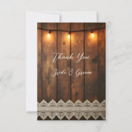 Rustic Wood and Lace Photo Thank you Card Tack Kort