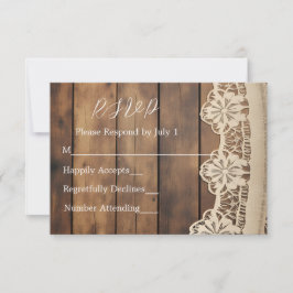 Rustic Wood and Lace RSVP Card OSA Kort