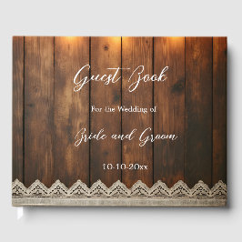 Rustic Wood and Lace Wedding Guest Book Gästböcker