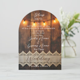 Rustic Wood and Lace Wedding Inbjudningar