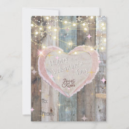 Rustic Wood and Ljus Alla hjärtans dag Card Julkort