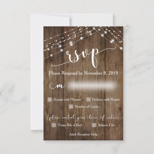 Rustic Wood and Ljus OSA with Menu Options Kort (Framsida)