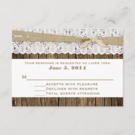 Rustic Wood and Snöre Bröllop OSA Card Kort