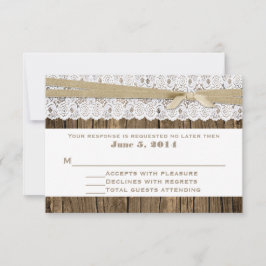 Rustic Wood and Snöre Bröllop OSA Card Kort