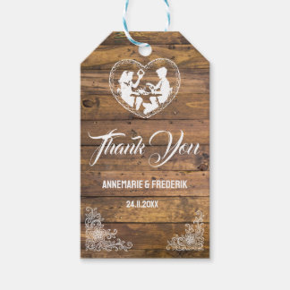 Rustic Wood and Snöre Favor Bag Presentetikett