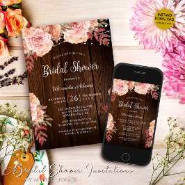 Rustic Wood and String Lights Floral Bridal Shower Inbjudningar
