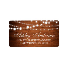 Rustic Wood and String Ljus Adressetikett