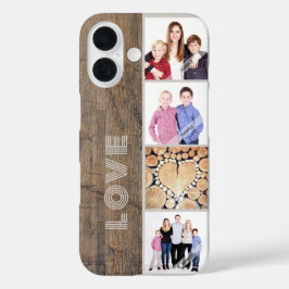 Rustic Wood Anpassningsbar 4 Photo Collage Personl