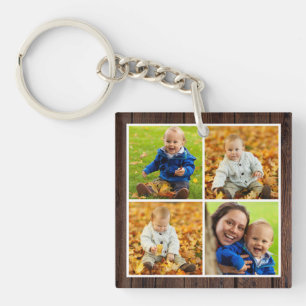 Rustic Wood Anpassningsbar Monogram Family Photo C