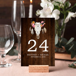 Rustic Wood Antler Bord Card Bordsnummer