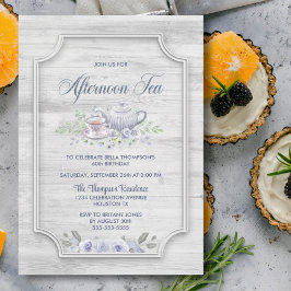 Rustic Wood any age Age Aeftermiddag Tea Birthday Inbjudningar