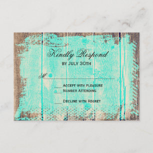 Rustic Wood Aqua OSA kort Landsbyggsbröllop