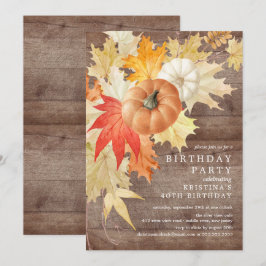 Rustic Wood Autumn Birthday-inbjudan Inbjudningar