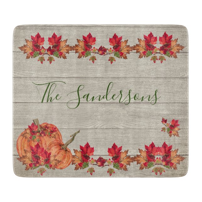 Rustic Wood Autumn Orange Pumpkins Höst löv (Framsidan)