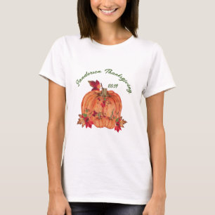 Rustic Wood Autumn Orange Pumpkins Höst löv T Shirt