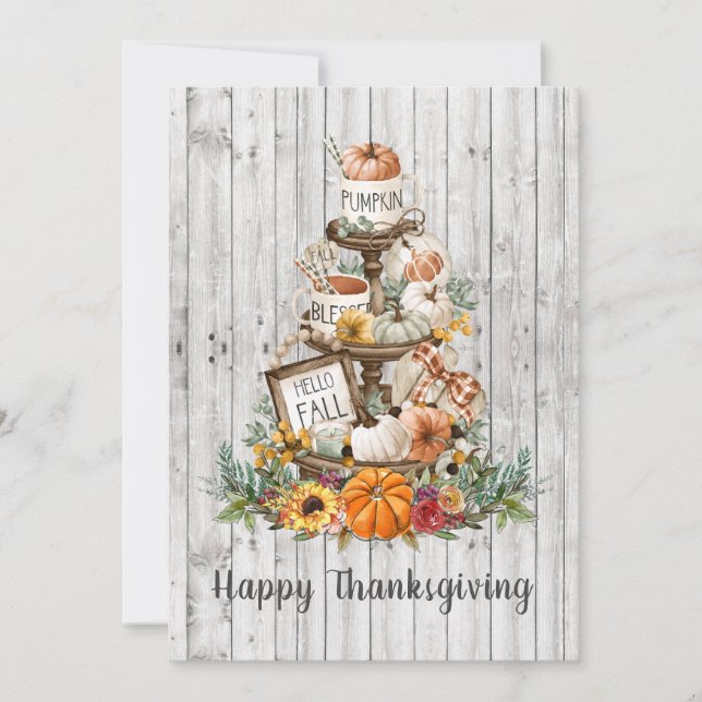 Rustic Wood Autumn Pumpkins Happy thanksgiving (Framsida)
