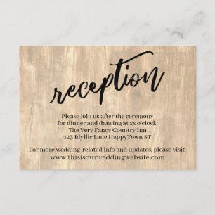 Rustic Wood & Avslappnad Handwrite Bröllopsmottagn Tilläggskort