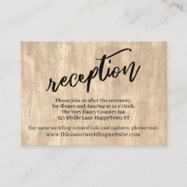 Rustic Wood & Avslappnad Handwrite Bröllopsmottagn Tilläggskort