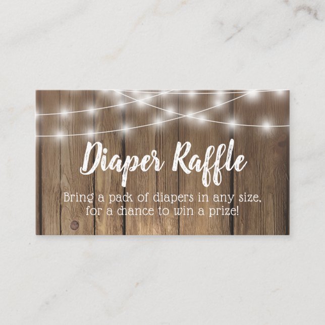 Rustic Wood BabyQ Baby Shower Diaper Raffle Biljet Tilläggskort (Framsida)