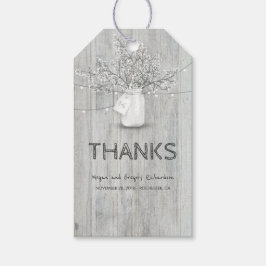 Rustic Wood Baby's Band Mason Burk Barn Bröllop Presentetikett