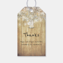 Rustic Wood Baby's Band Mason Burk Barn Bröllop Presentetikett