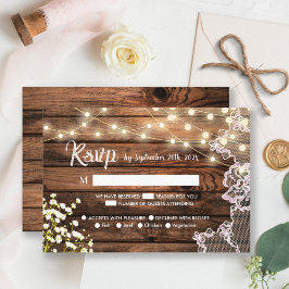 Rustic Wood Baby's Band & Snöre Bröllop OSA Kort