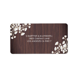 Rustic Wood Babys Bandean Gypsophila Bröllop OSA Adressetikett