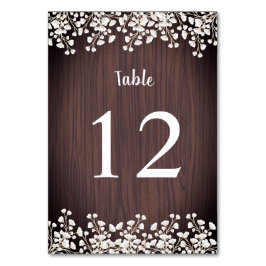 Rustic Wood Babys utandning Gypsophila Bröllop Bordsnummer
