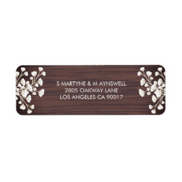 Rustic Wood Babys utandning Gypsophila Bröllop Returadress Etikett