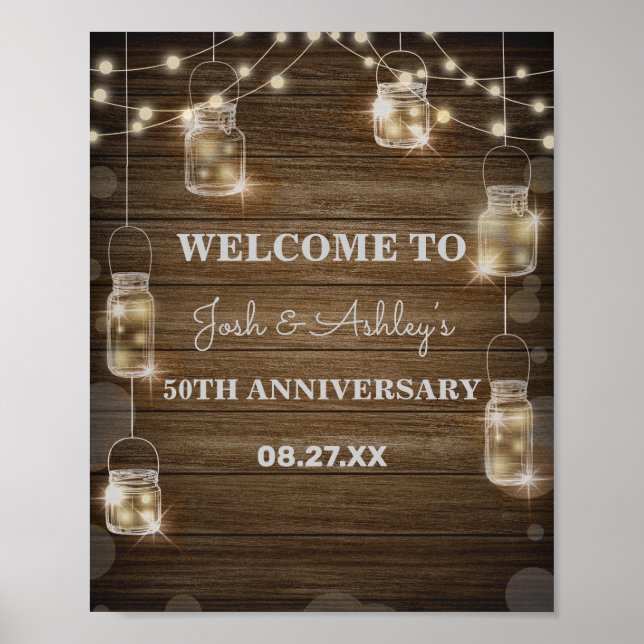 Rustic Wood Background Light Glass Burk-årsdag Poster (Framsidan)