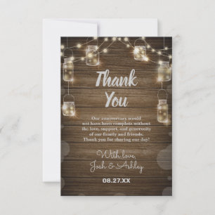 Rustic Wood Background Light Glass Burk-årsdag Tack Kort