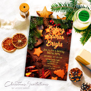 Rustic Wood Baking Spirits Bright jul Party Inbjudningar