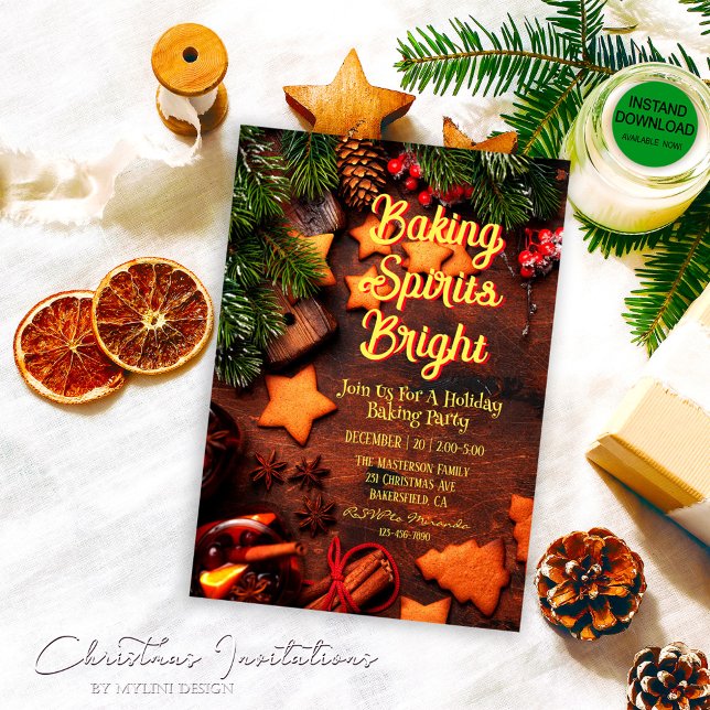 Rustic Wood Baking Spirits Bright jul Party Inbjudningar (Skapare uppladdad)