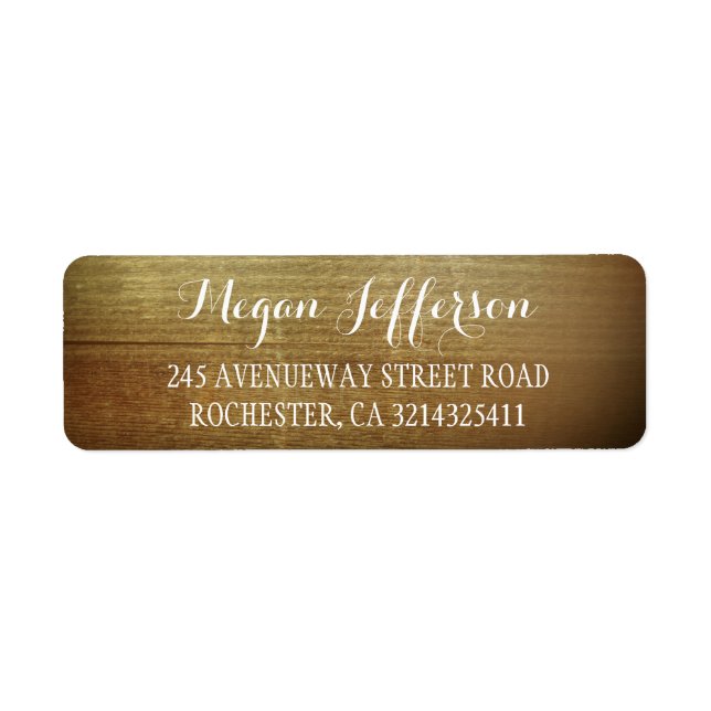 Rustic Wood Barn Bröllop Returadress Etikett (Framsidan)