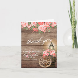 Rustic Wood Barrel och Coral Bröllop Tack Kort